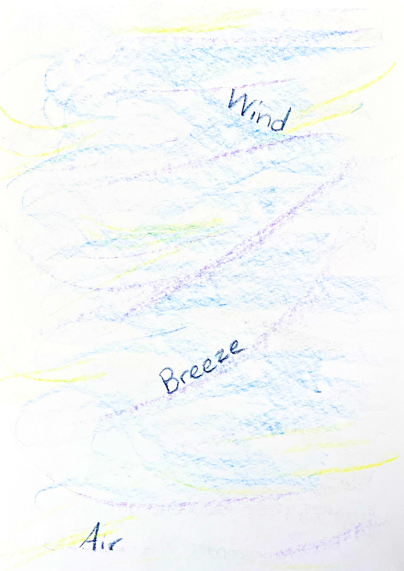 A Waldorf drawing of the wind and sky, capturing the feeling of air.